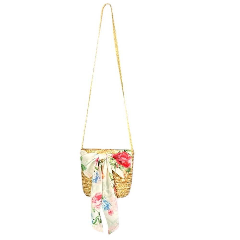 Floral Wheat Straw Crossbody Bag - Picture 2 of 9